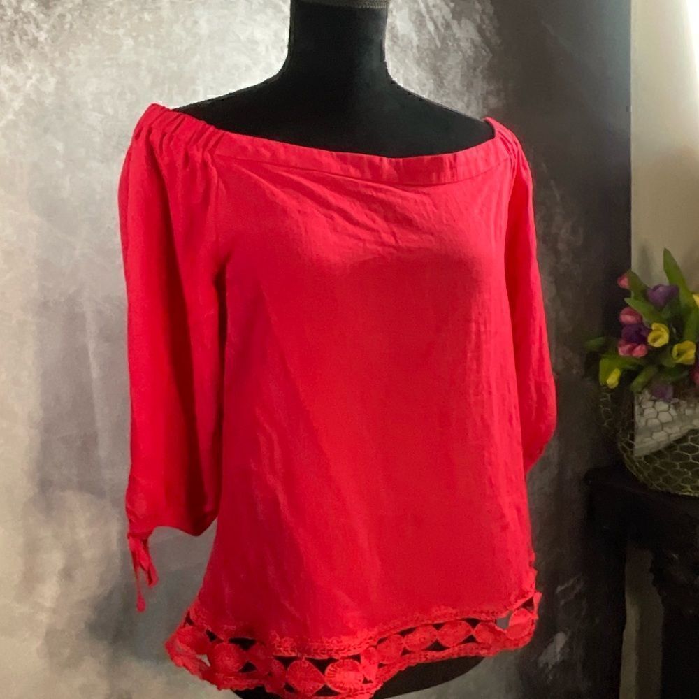 Greylin Arnette Off Shoulder Top festival concert boho party date size small red - Picture 3 of 15